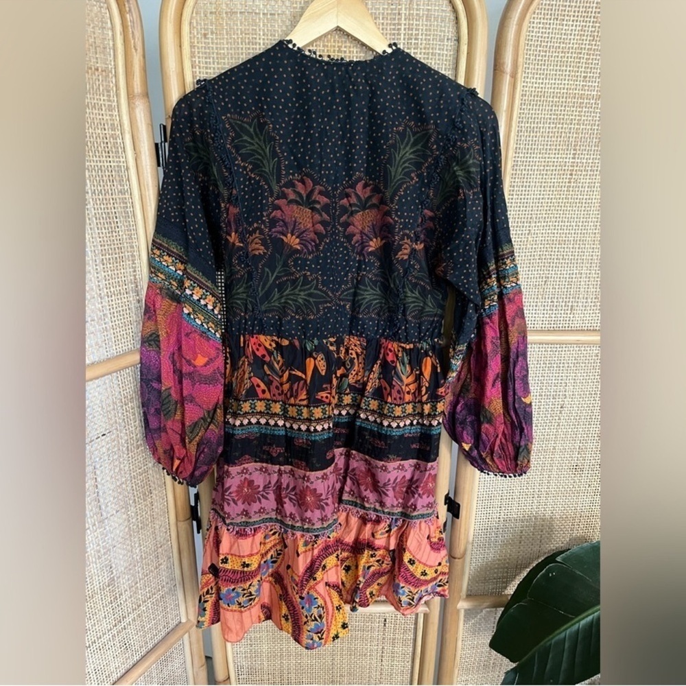 Farm Rio Mix Patchwork Long-sleeve Minidress - Picture 8 of 11